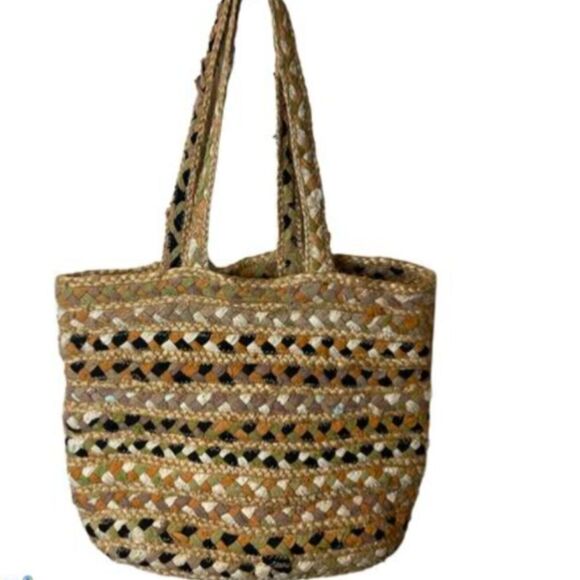 Magid BOHO Woven Jute and Cotton/ Shoulder Tote NWOT - Picture 11 of 15